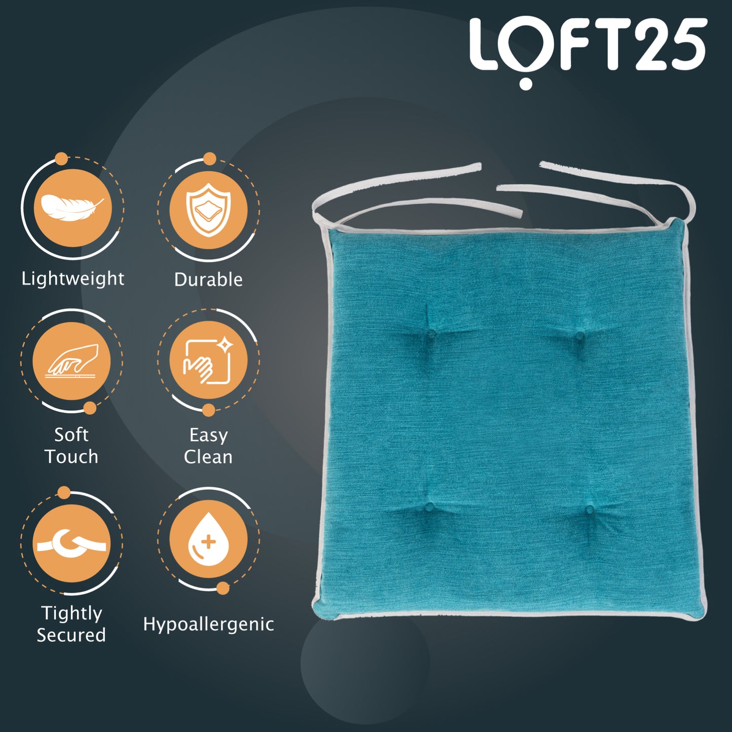 Loft 25 Slip-Free Tufted Foam Chair Seat Pad