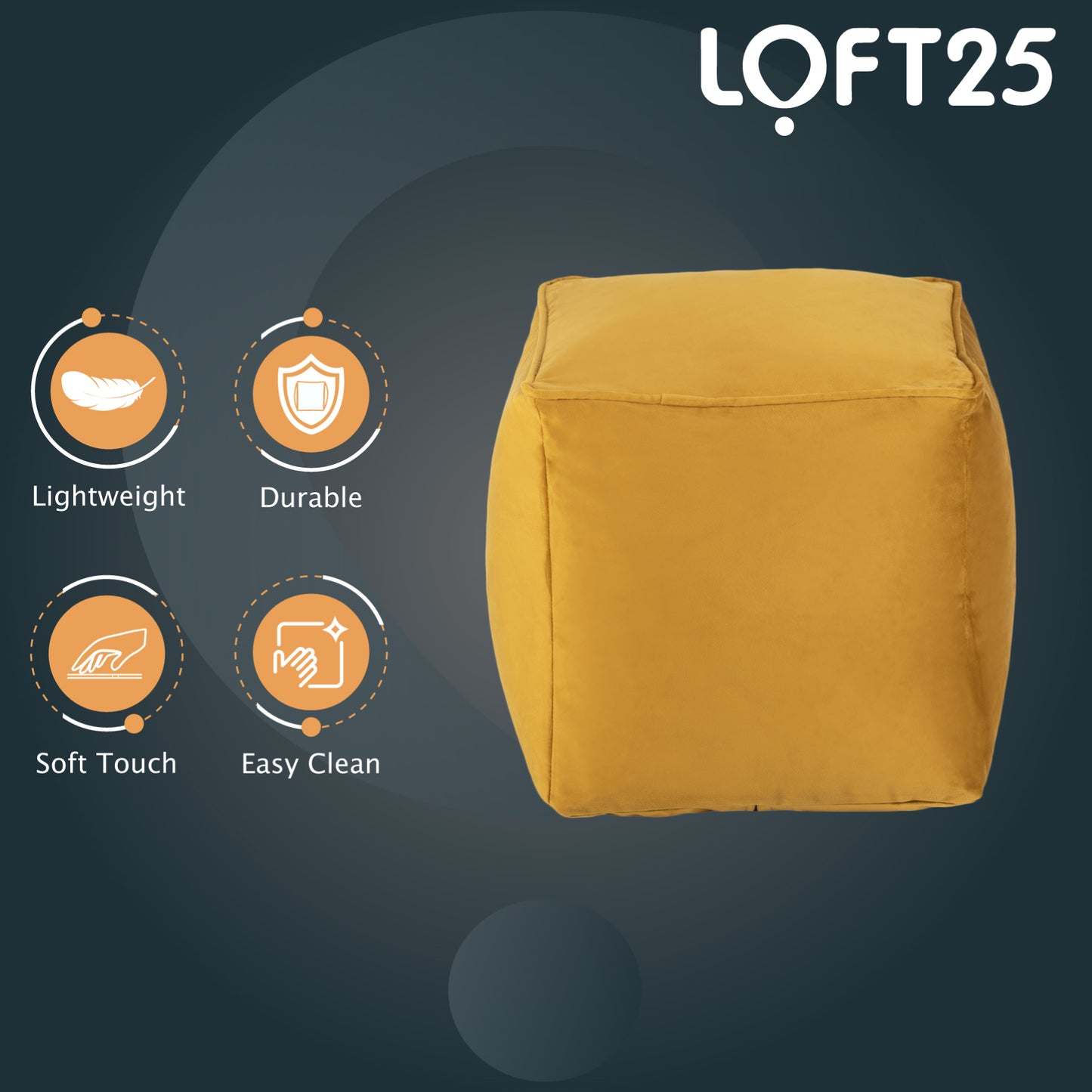 Loft 25 Premium Cubed Velvet Bean Bag Footstool
