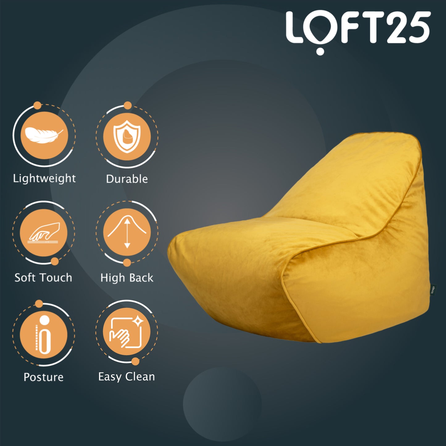 Loft 25 Relaxing Adult Bean Bag Chair 80x100x100