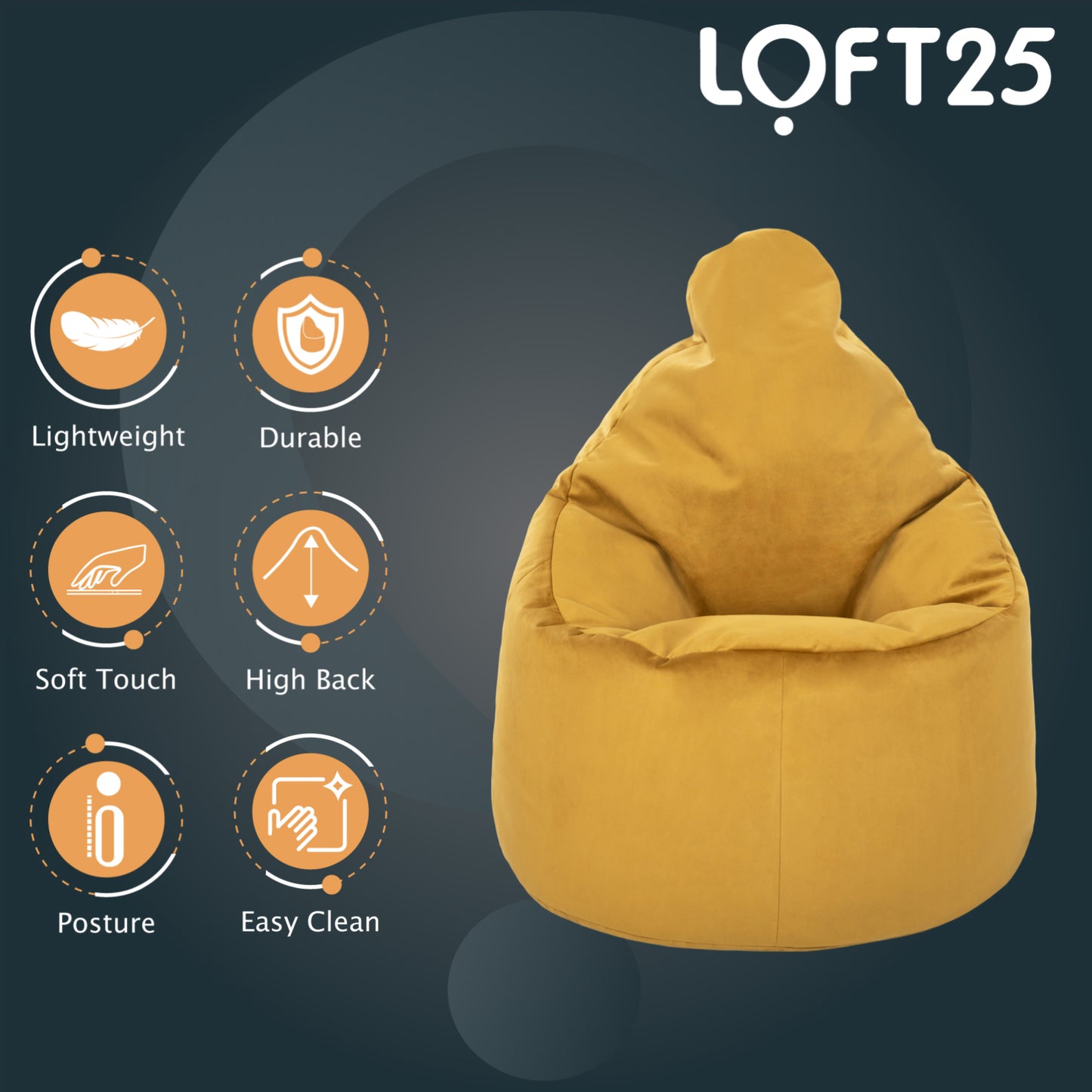 Loft 25 Capriccio Velvet Bean Bag Chair