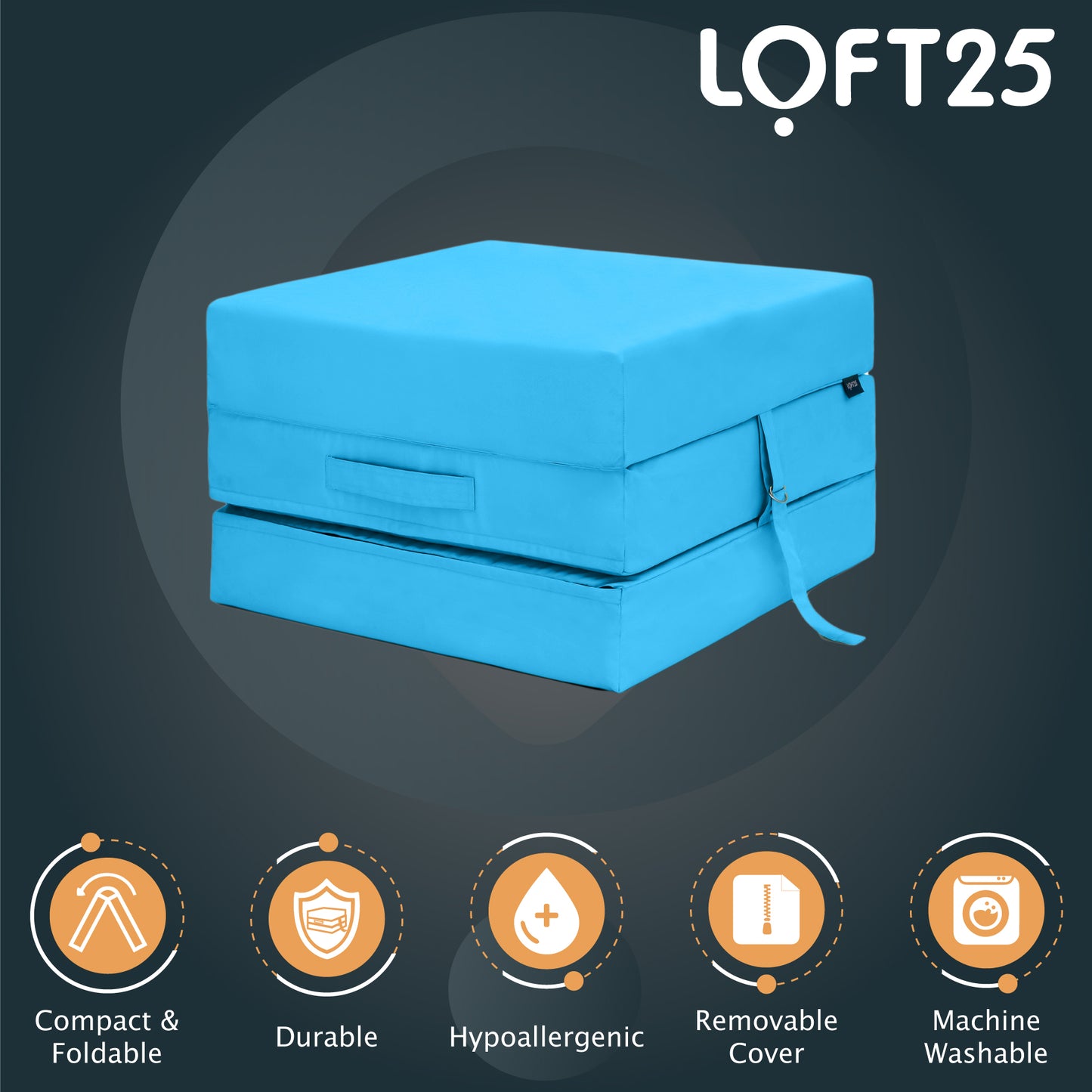 Loft 25 Water Resistant Fold-Out Z Bed Cube Mattress