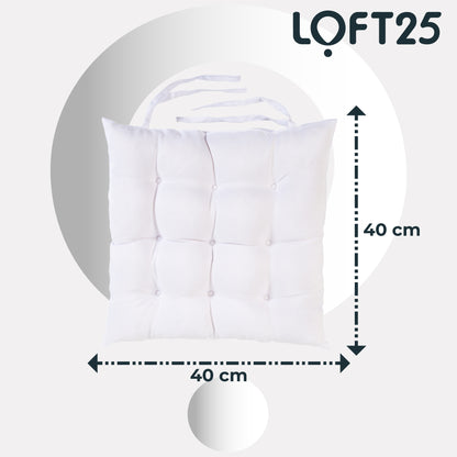 Loft 25 Garden Chair Tufted Seat Pads with Secure Ties
