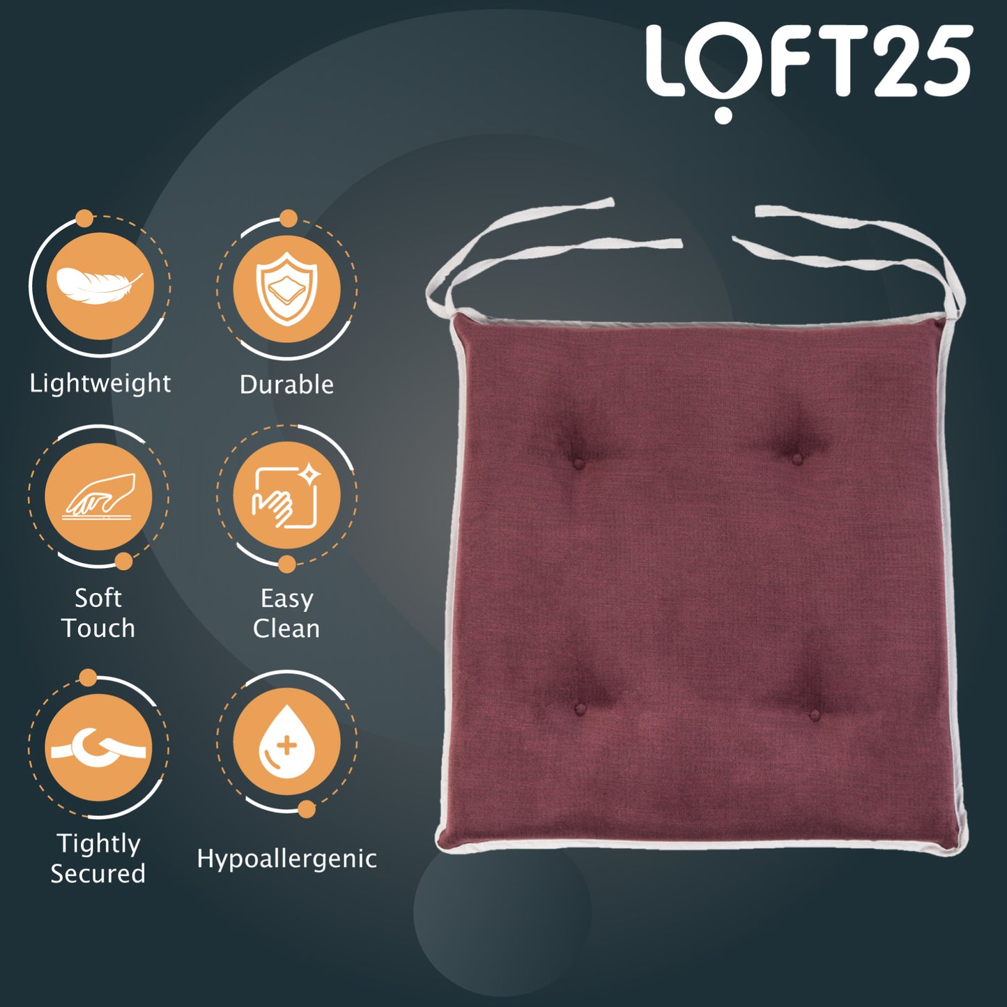 Loft 25 Slip-Free Tufted Foam Chair Seat Pad