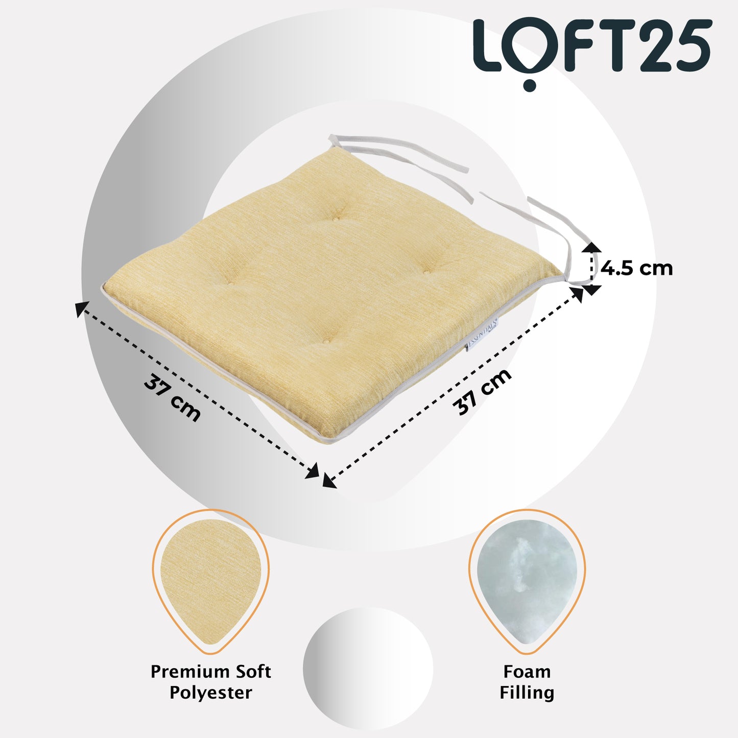 Loft 25 Slip-Free Tufted Foam Chair Seat Pad