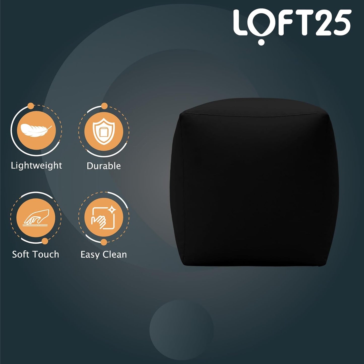 Loft 25 Water-Resistant Soft Bean Bag Footstool