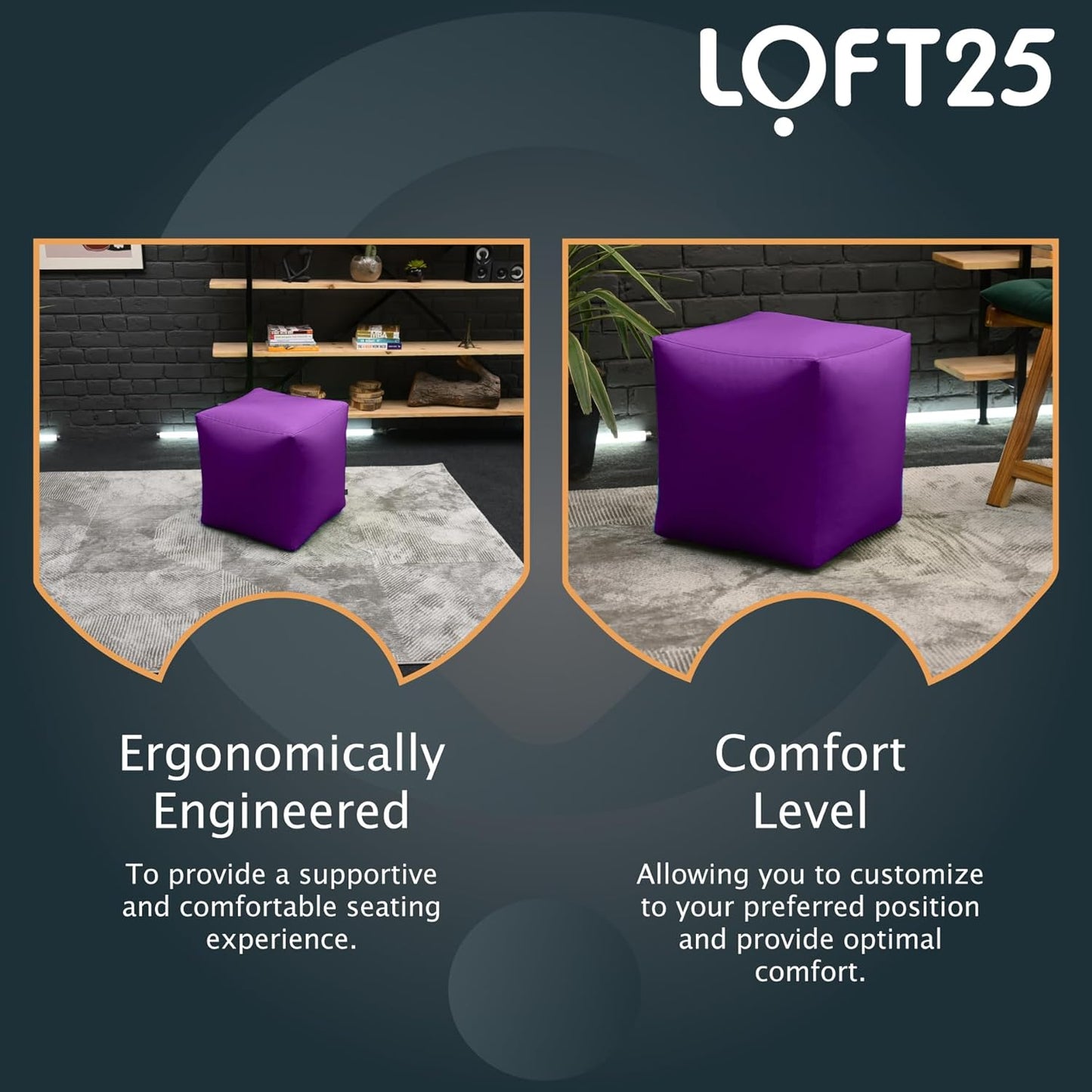 Loft 25 Water-Resistant Soft Bean Bag Footstool