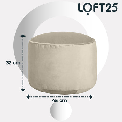 Loft 25 Premium Round Velvet BeanBag Footstool