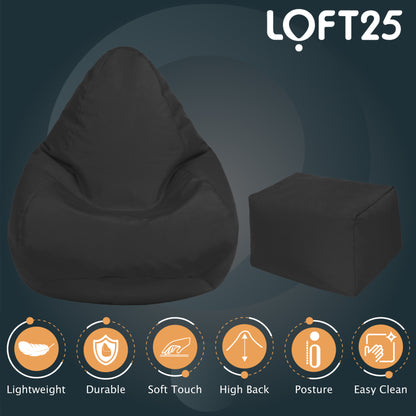 Loft 25 Kids Bean Bag Gamer Chair With Footstool