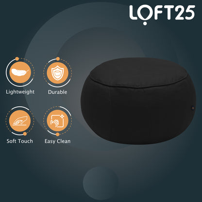 Loft 25 Round Moroccan Faux-Leather Bean Bag Footstool Pouffe