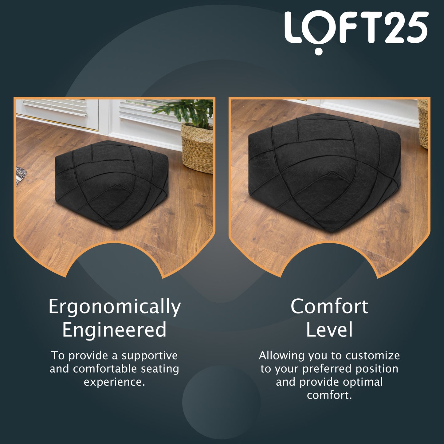 Loft 25 Square Indoor Living Room Portable Soft Foot Rest
