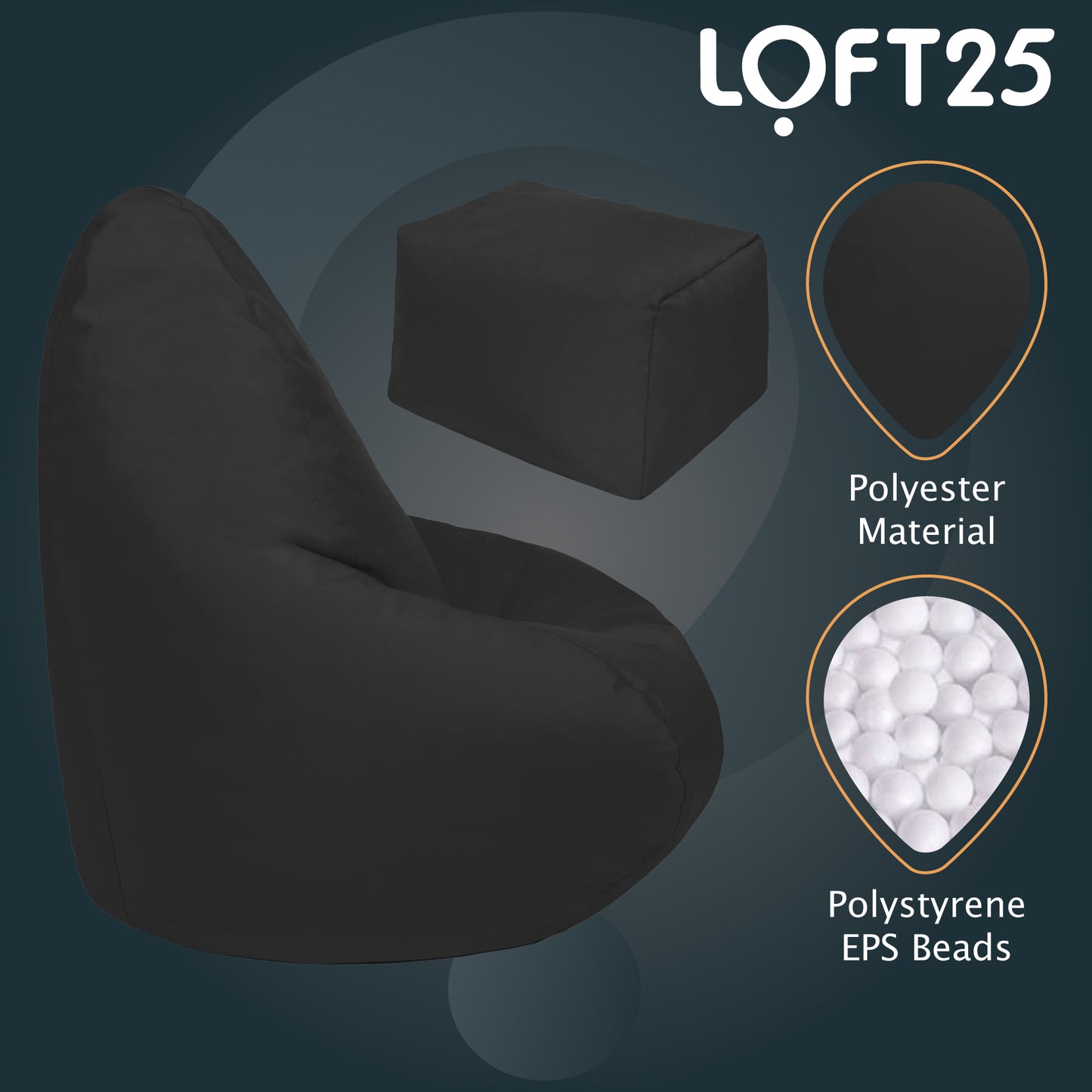 Loft 25 Kids Bean Bag Gamer Chair With Footstool