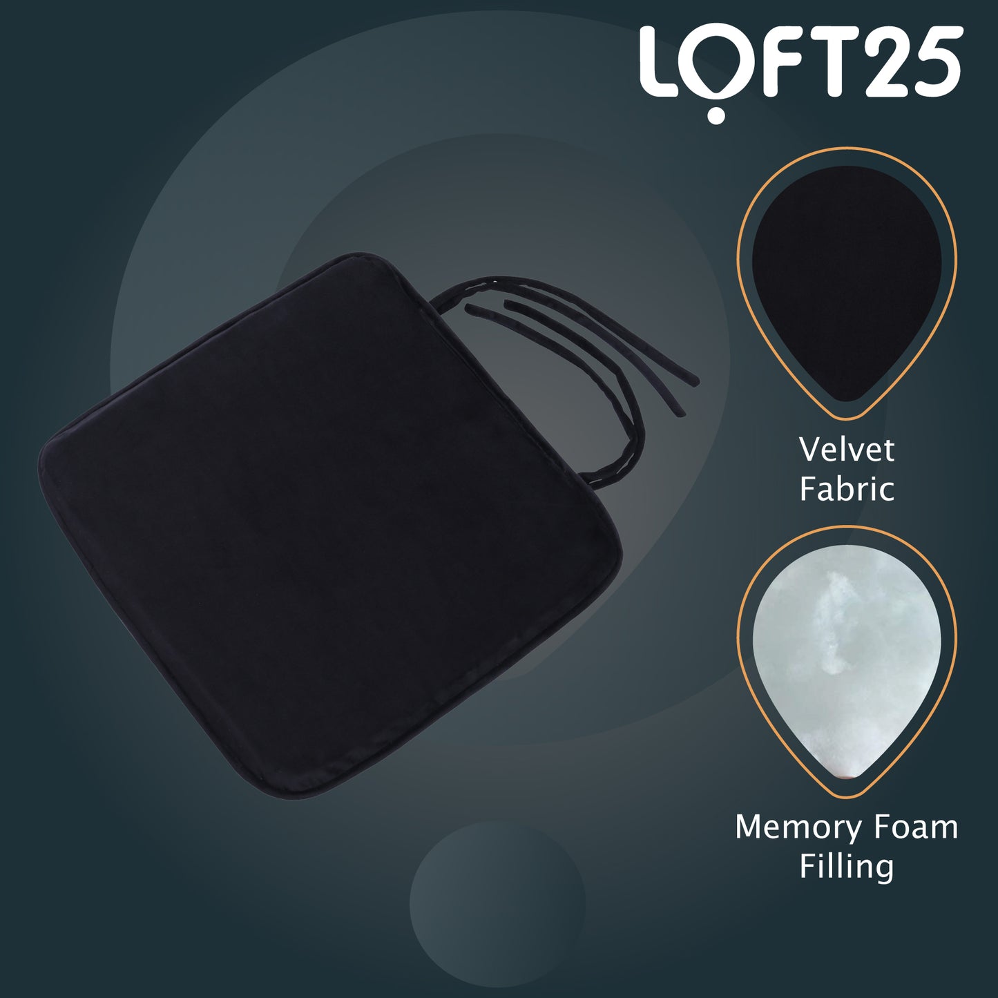 Loft 25 Slip-Free Velvet Dining Chair Seat Pad