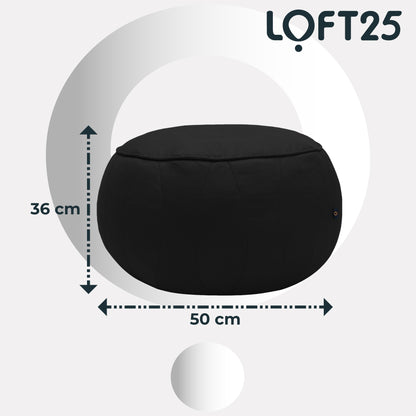 Loft 25 Round Moroccan Faux-Leather Bean Bag Footstool Pouffe