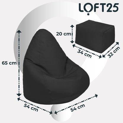 Loft 25 Kids Bean Bag Gamer Chair With Footstool