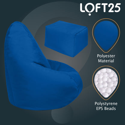 Loft 25 Kids Bean Bag Gamer Chair With Footstool