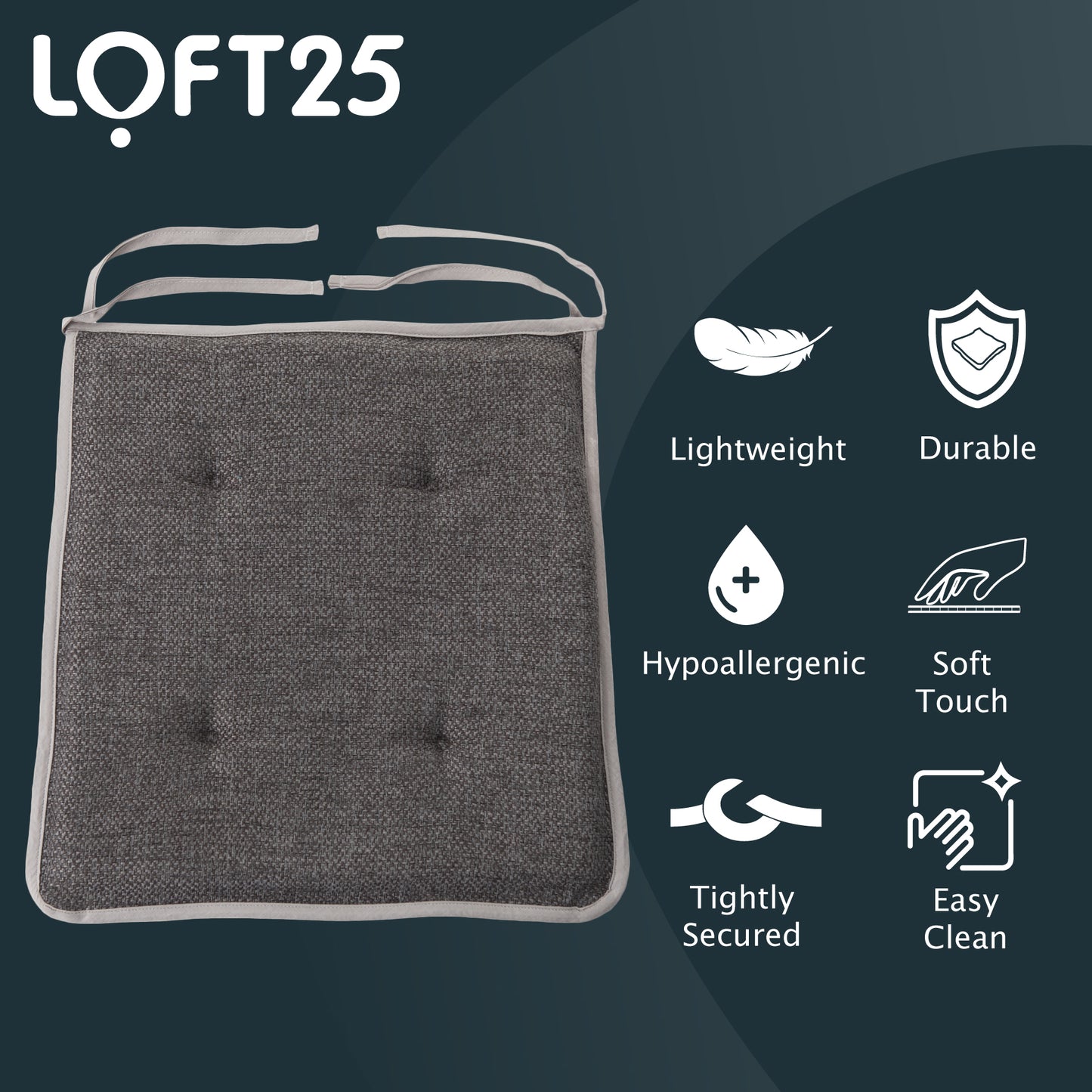 Loft 25 Soft Luxury Non-Slip Tufted Chair Seat Pad