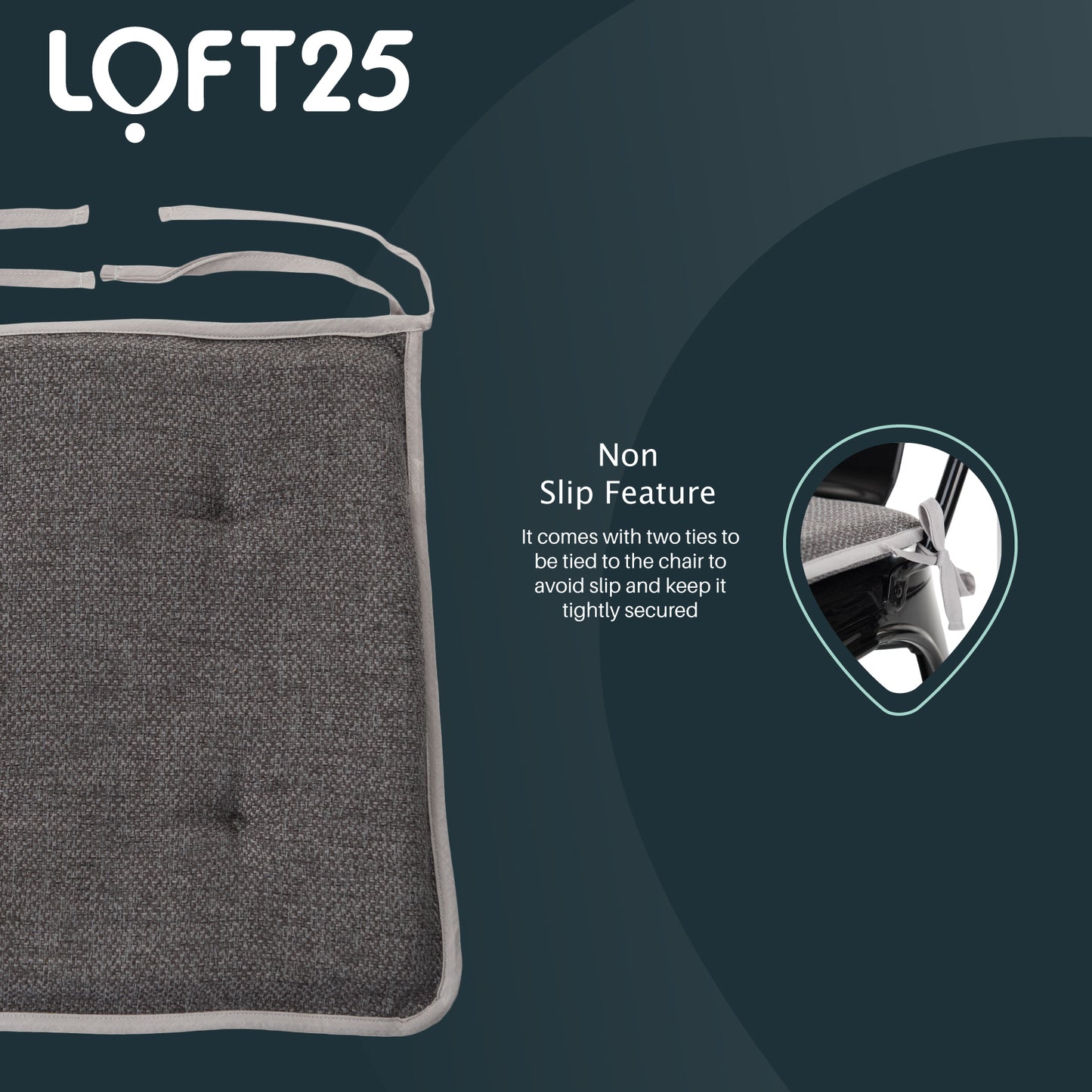 Loft 25 Soft Luxury Non-Slip Tufted Chair Seat Pad