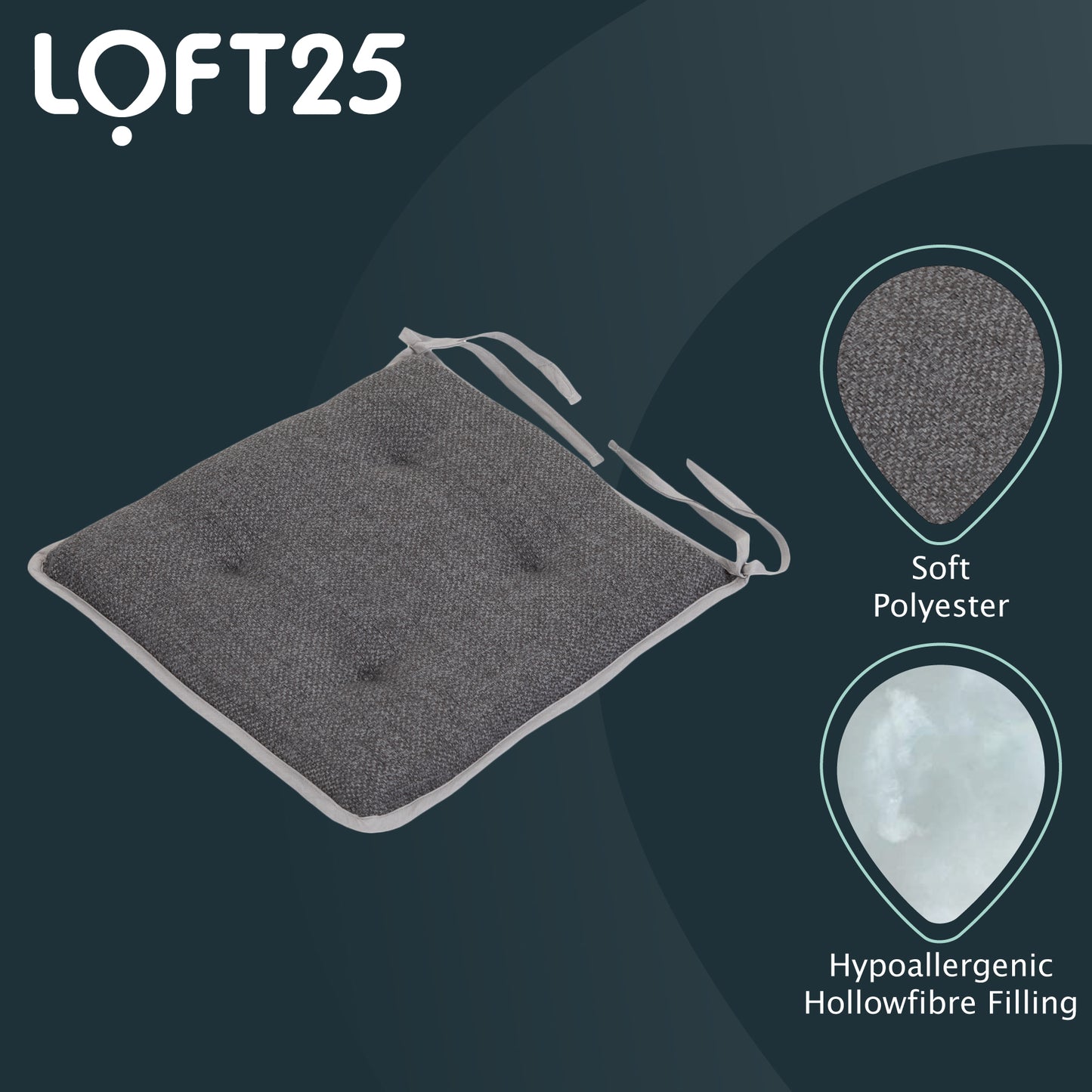 Loft 25 Soft Luxury Non-Slip Tufted Chair Seat Pad