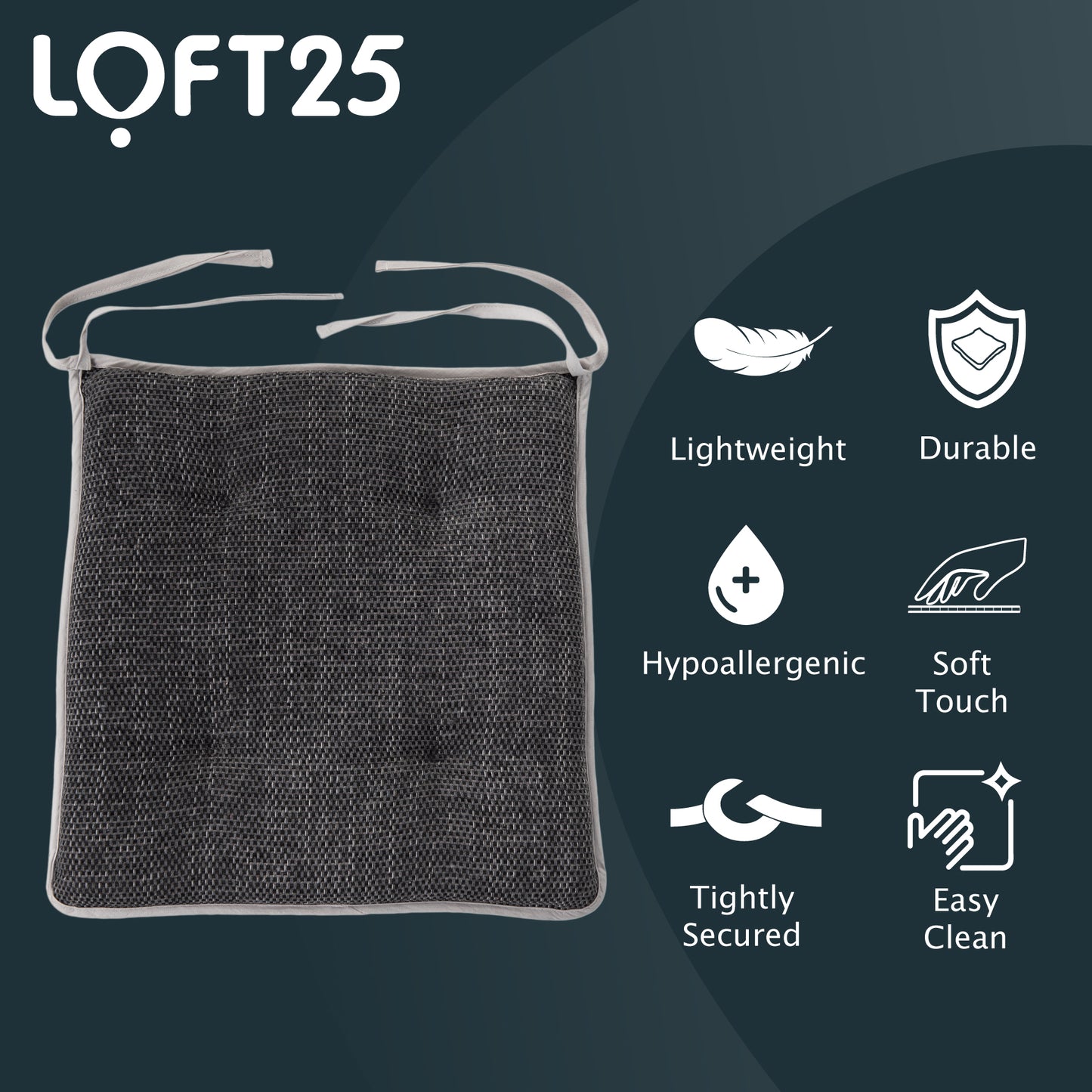 Loft 25 Soft Luxury Non-Slip Tufted Chair Seat Pad