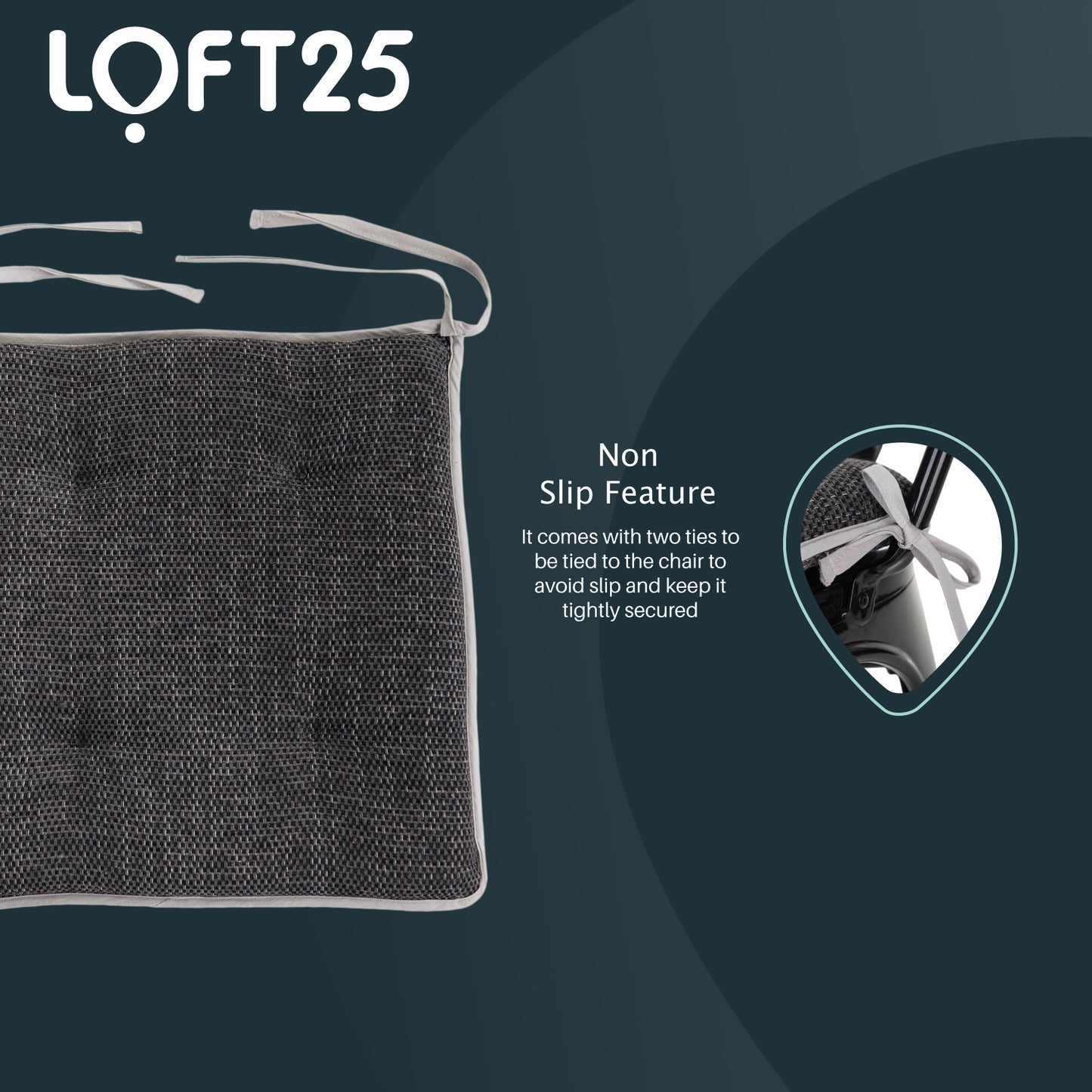 Loft 25 Soft Luxury Non-Slip Tufted Chair Seat Pad