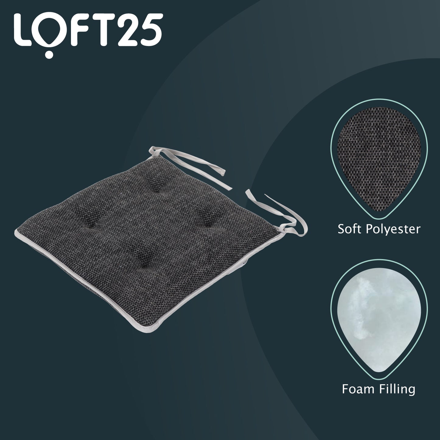 Loft 25 Soft Luxury Non-Slip Tufted Chair Seat Pad