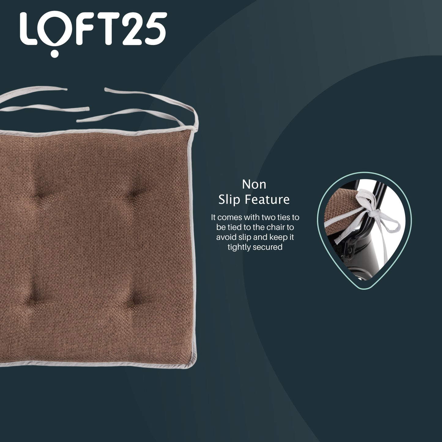 Loft 25 Soft Luxury Non-Slip Tufted Chair Seat Pad