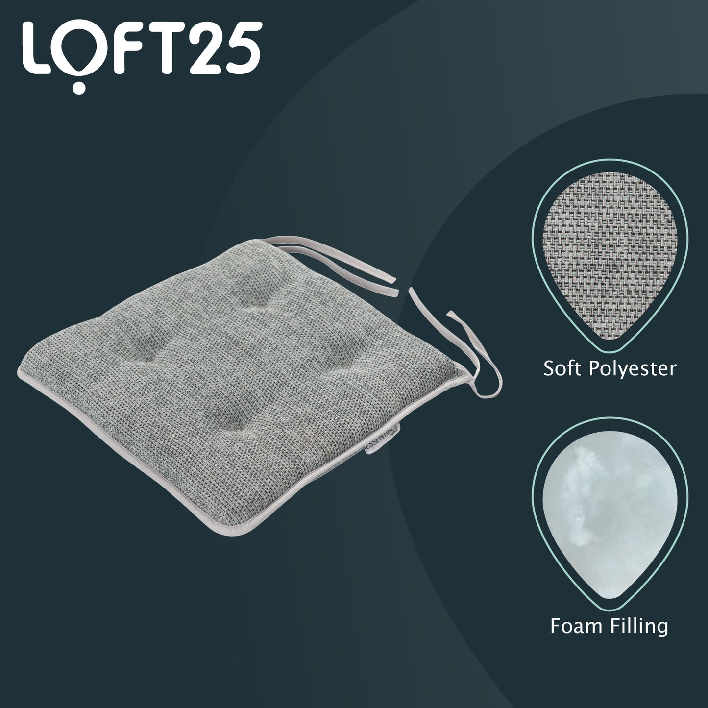 Loft 25 Soft Luxury Non-Slip Tufted Chair Seat Pad