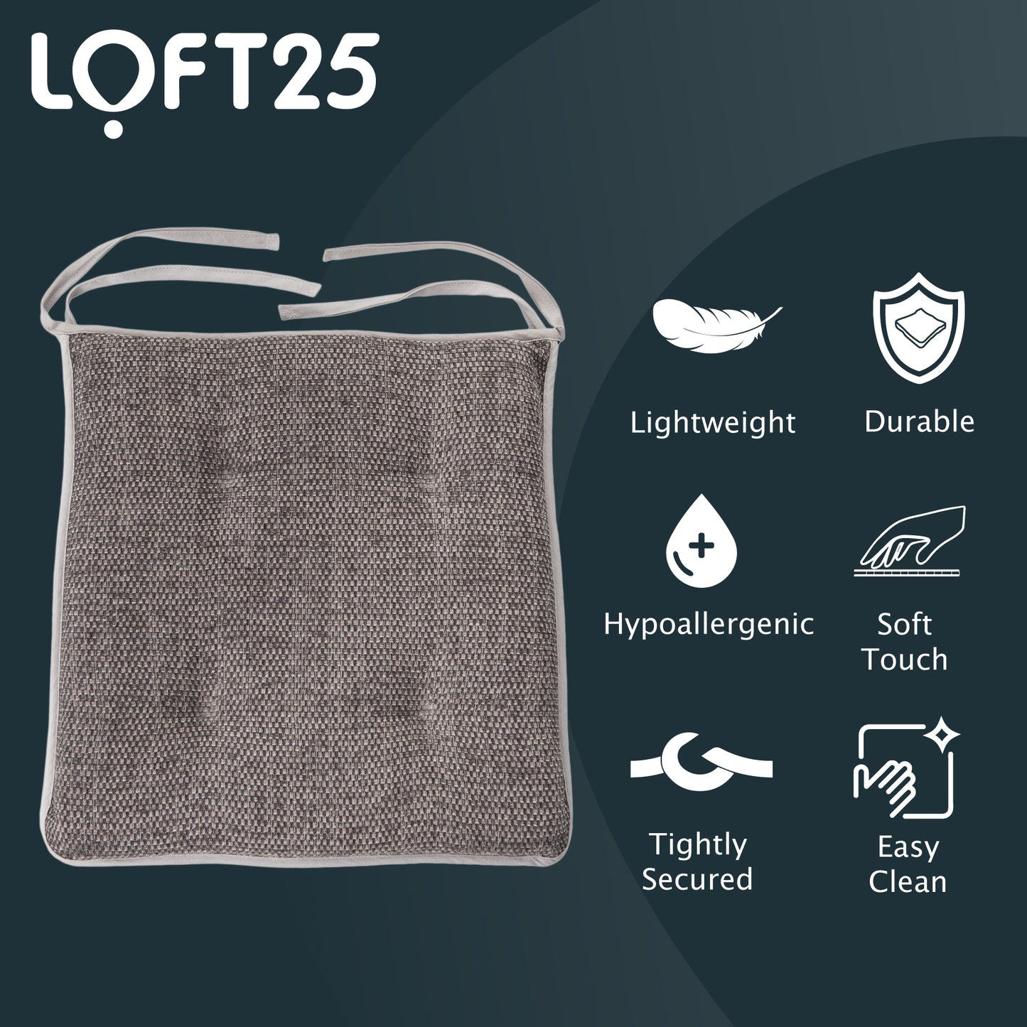 Loft 25 Soft Luxury Non-Slip Tufted Chair Seat Pad