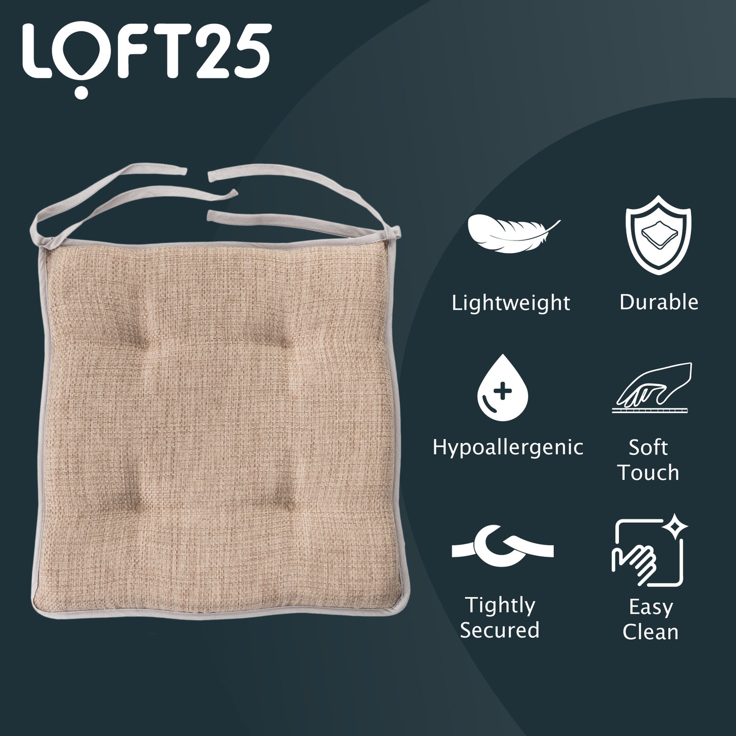 Loft 25 Soft Luxury Non-Slip Tufted Chair Seat Pad