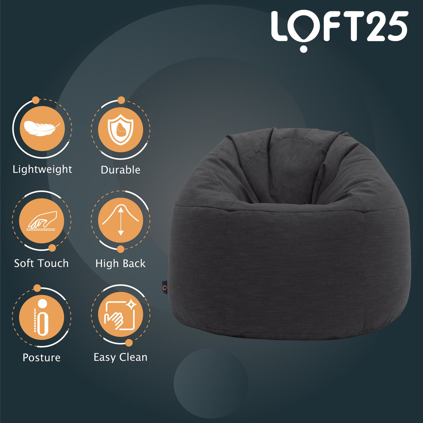 Loft 25 Round Bean Bag Chair Adult Gaming