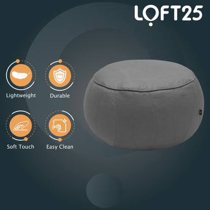 Loft 25 Round Moroccan Faux-Leather Bean Bag Footstool Pouffe