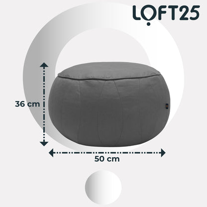 Loft 25 Round Moroccan Faux-Leather Bean Bag Footstool Pouffe