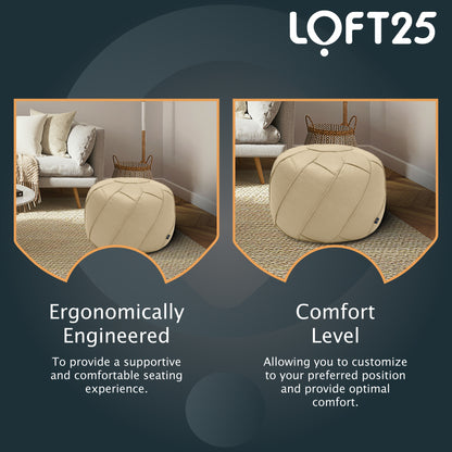 Loft 25 Round Bean Bag Footstool Indoor Living Room Portable Soft Foot Rest