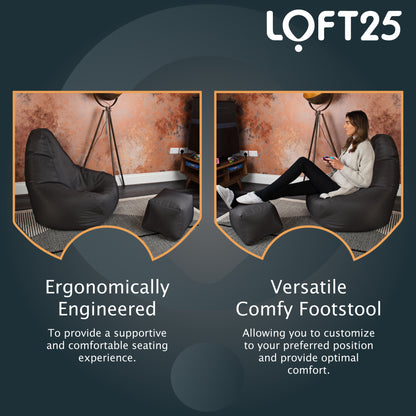 Loft 25 Bean Bag Gamer Chair With Footstool