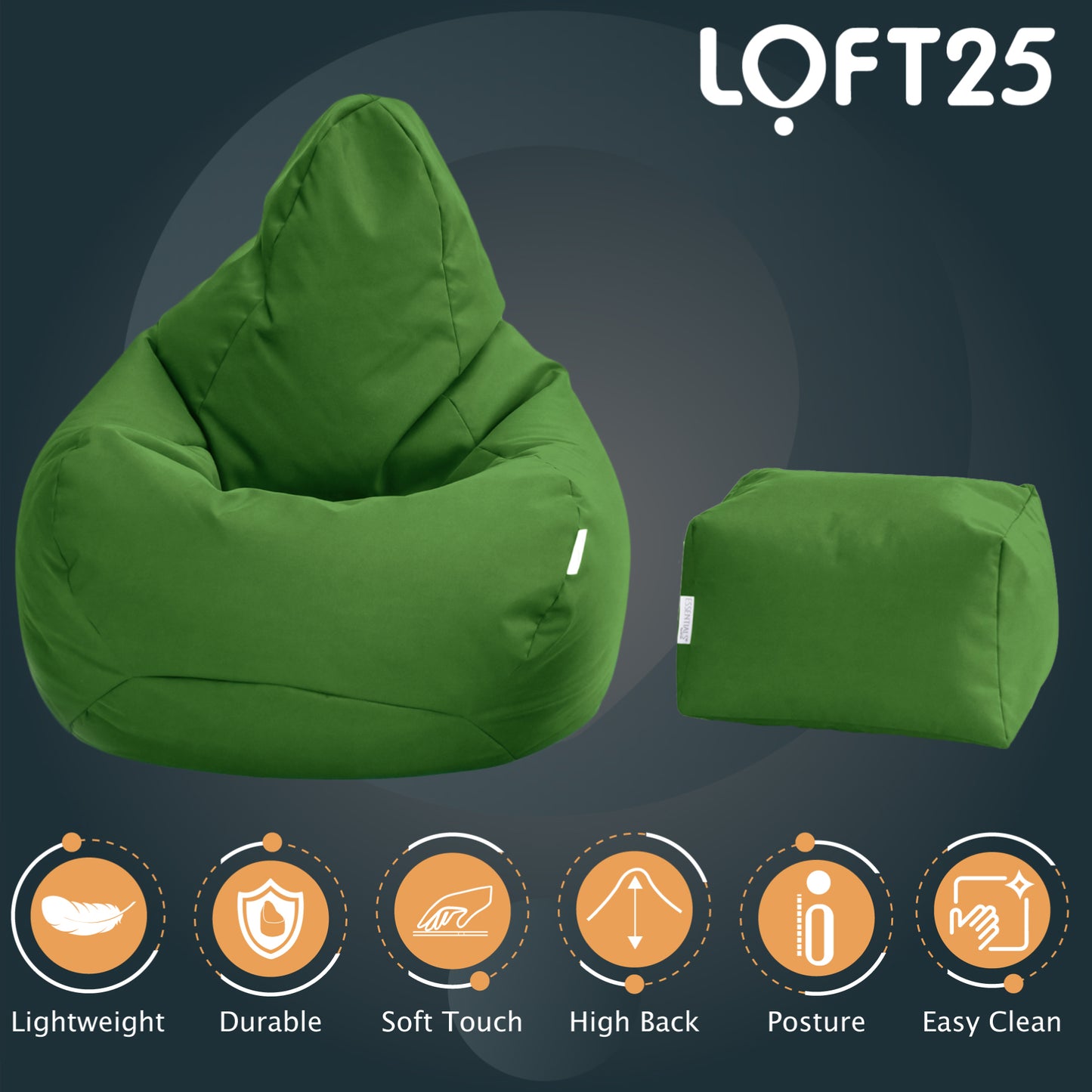 Loft 25 Bean Bag Gamer Chair With Footstool