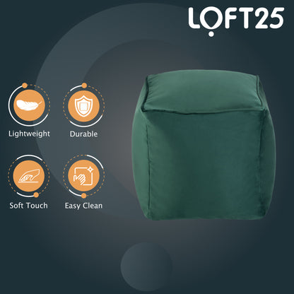 Loft 25 Premium Cubed Velvet Bean Bag Footstool