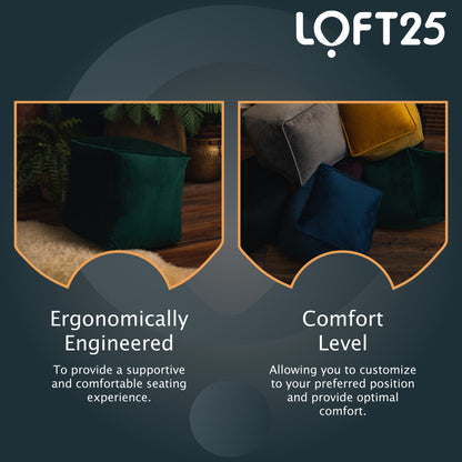 Loft 25 Premium Cubed Velvet Bean Bag Footstool