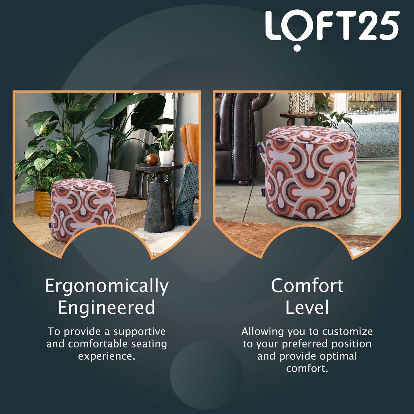 Loft 25 Printed Round Bean Bag Footstool