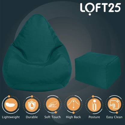 Loft 25 Kids Bean Bag Gamer Chair With Footstool