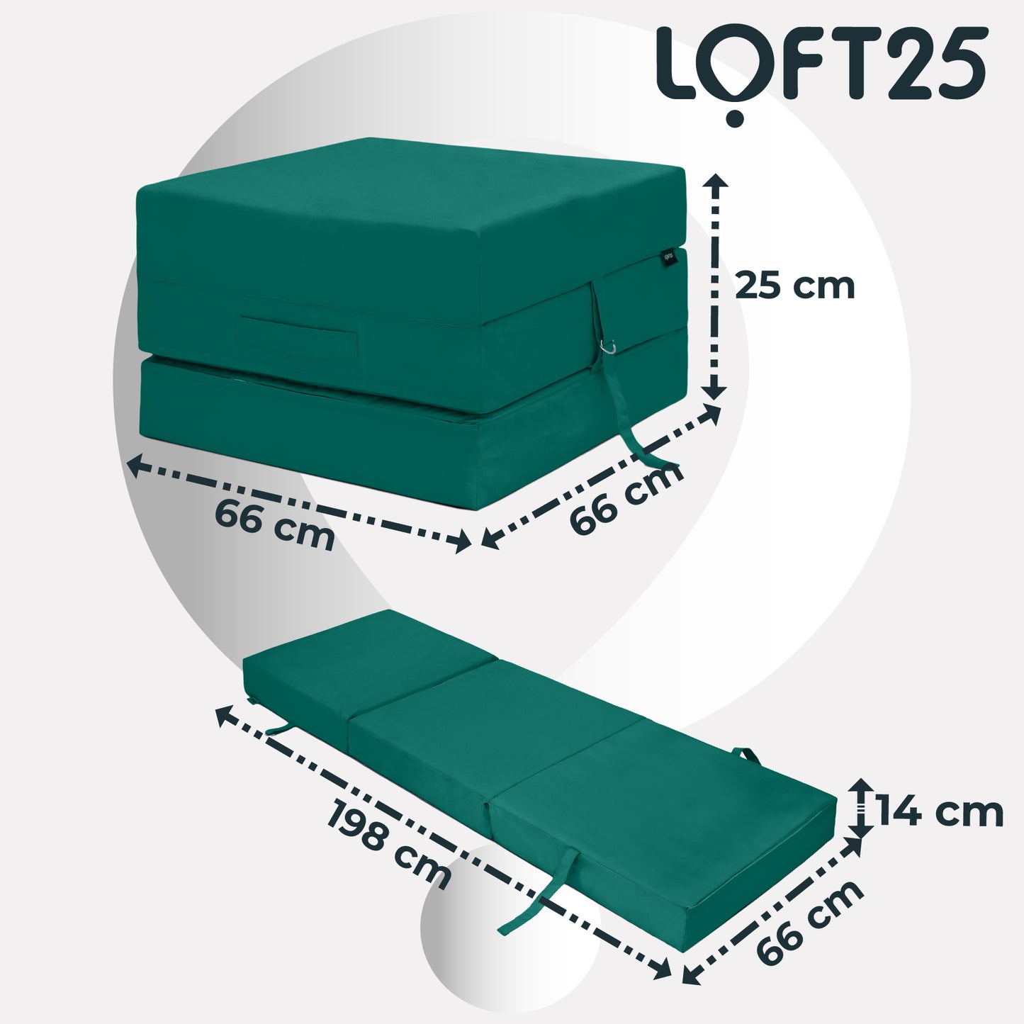 Loft 25 Water Resistant Fold-Out Z Bed Cube Mattress