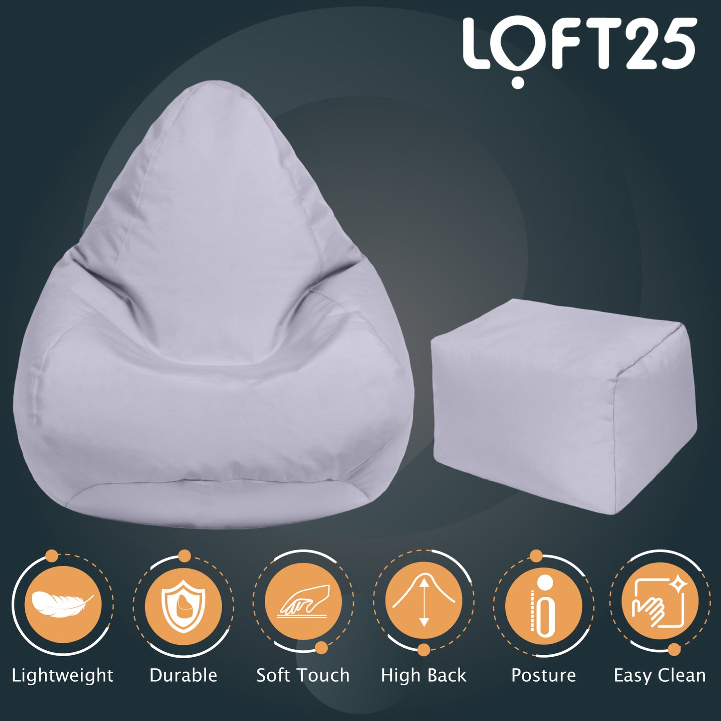 Loft 25 Kids Bean Bag Gamer Chair With Footstool