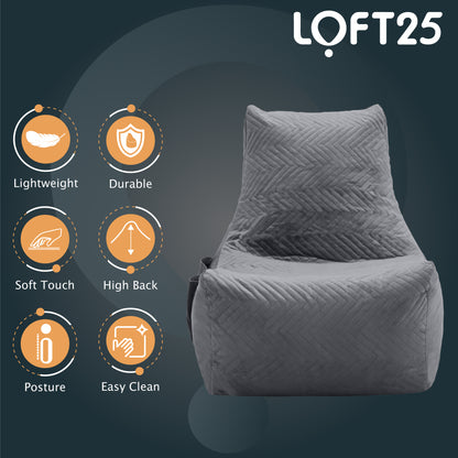 Loft 25 Round Bean Bag Chair Adult Gaming 60x70x72