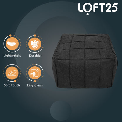 Loft 25 Square Bean Bag Foot Stool Pouffe