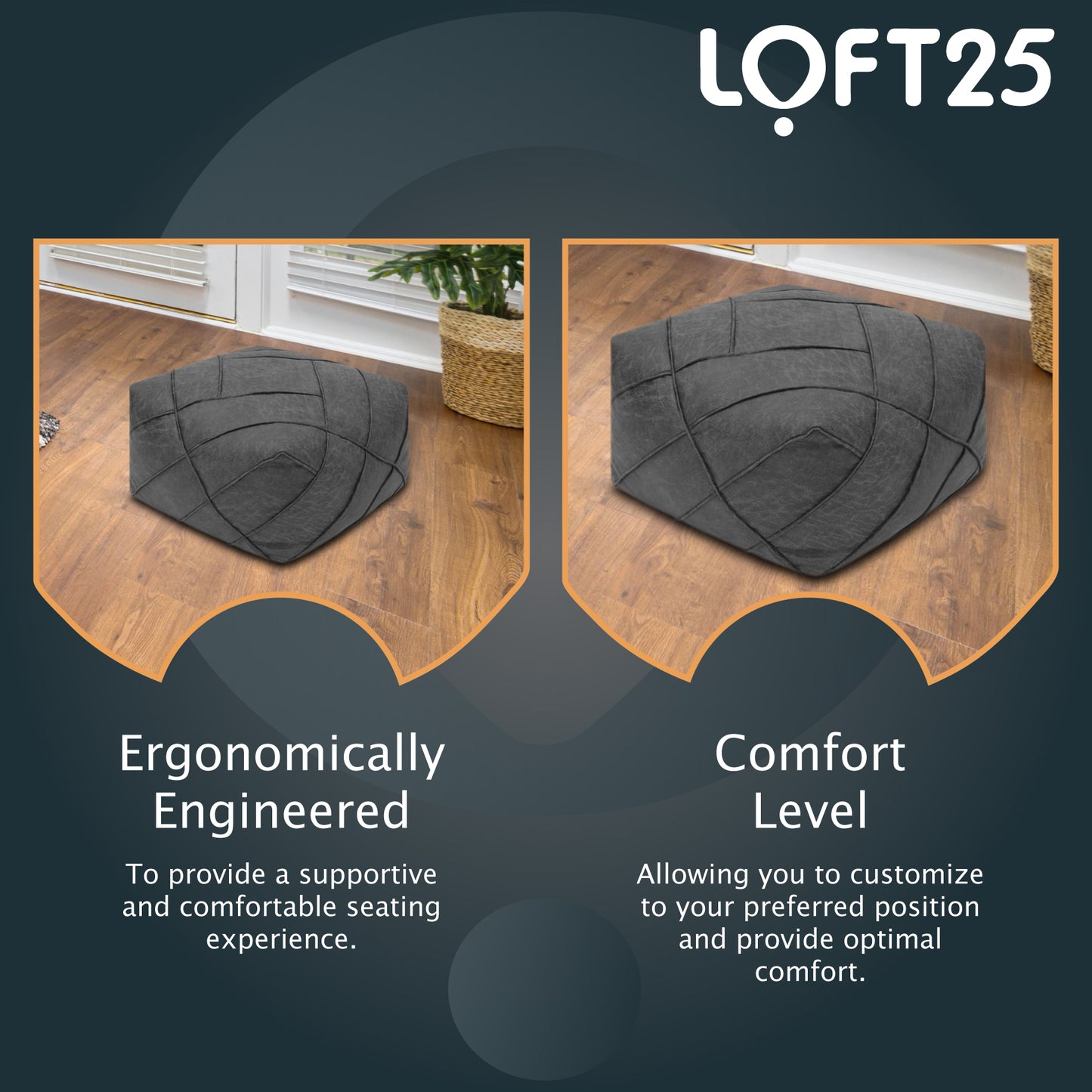 Loft 25 Square Indoor Living Room Portable Soft Foot Rest