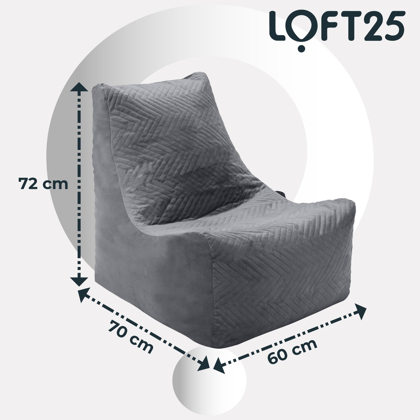 Loft 25 Round Bean Bag Chair Adult Gaming 60x70x72