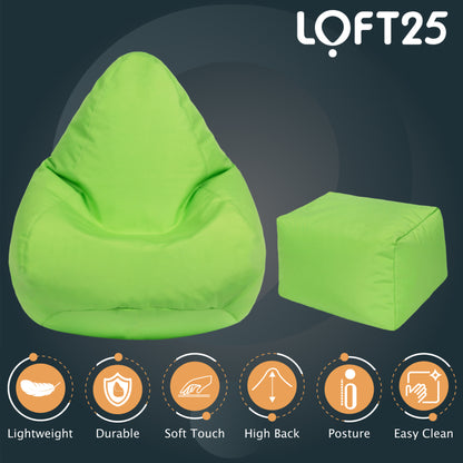 Loft 25 Kids Bean Bag Gamer Chair With Footstool