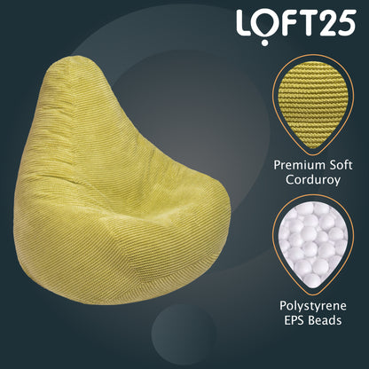 Loft 25 Adult Corduroy Highback Bean Bag Chair