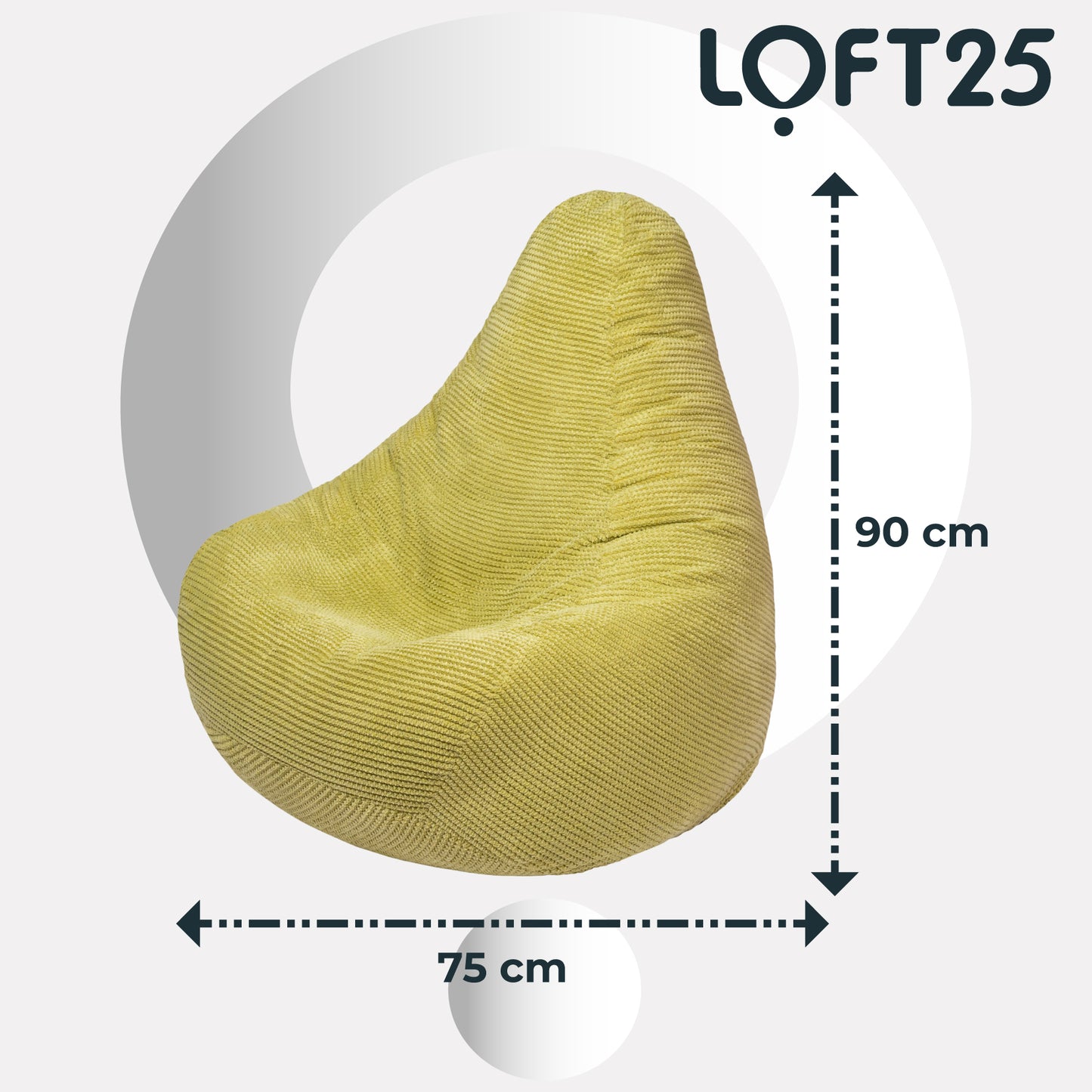 Loft 25 Adult Corduroy Highback Bean Bag Chair