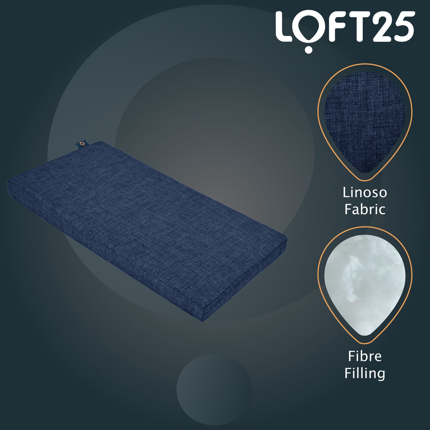 Loft 25 Premium Linen Fabric Bench Pads 76x39x5cm