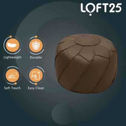 Loft 25 Round Bean Bag Footstool Indoor Living Room Portable Soft Foot Rest